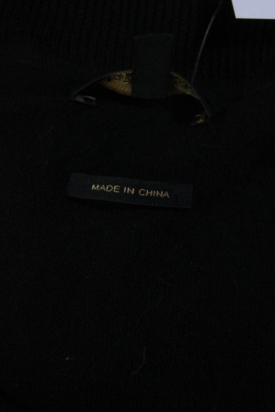 Massimo Dutti Womens Cold Shoulder Tie Strap Thin Knit Sweater Black Size Medium