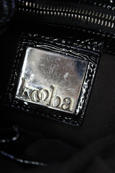 Kooba Womens Leather Snap Button Knot Tied Drawstring Bucket Handbag Black