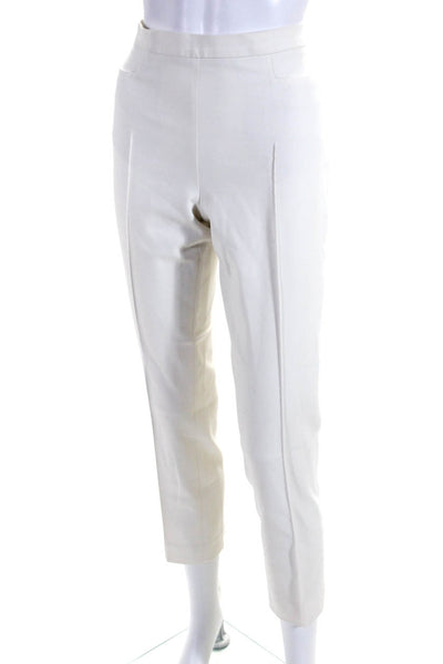 Akris Punto Womens Cotton Side Zipped Tapered Leg Dress Pants White Size 6