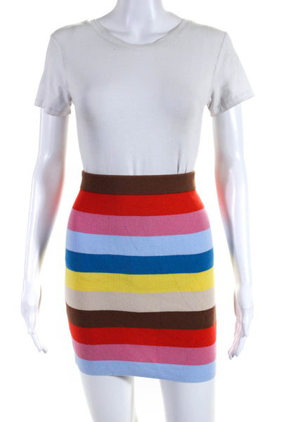 Kule Womens Cotton Striped Print Elastic Waist Short Skirt Multicolor Size S