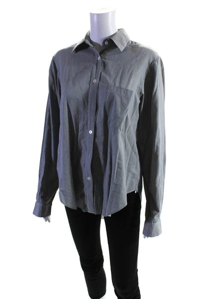 Billy Reid Womens Striped Long Sleeves Button Down Shirt Gray Cotton Size Medium