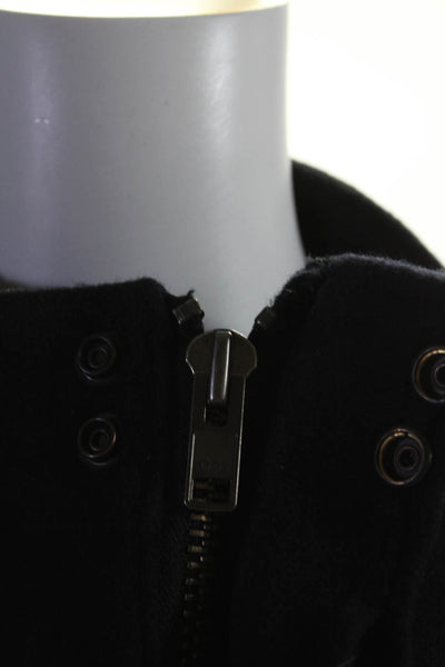 Gustin Women's Round Neck Long Sleeves Full Zip Pockets Wool Coat Blue Size L