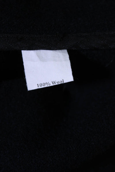 Gustin Women's Round Neck Long Sleeves Full Zip Pockets Wool Coat Blue Size L