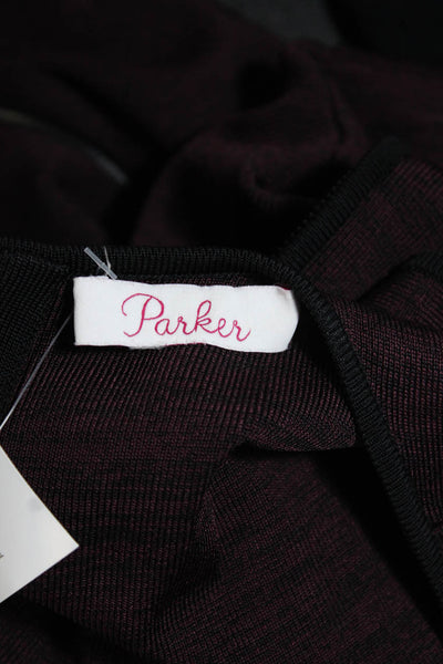 Parker Womens Back Zip Sleeveless Crew Neck Tiered Knit Dress Purple Size Small