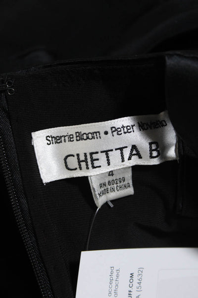 Chetta B Womens Back Zip Satin Sweetheart Tiered Cocktail Dress Black Size 4