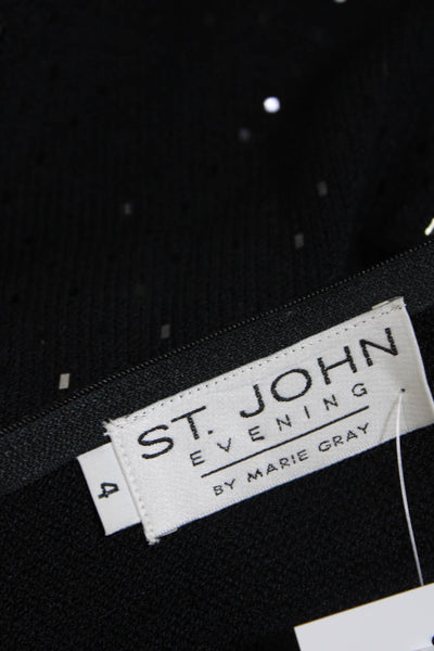 St. John Evening By Marie Gray Womens Santana Knit Sheath Dress Black Size 4
