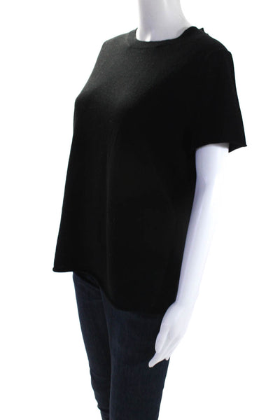 J Crew Collection Womens Cashmere Knit Short Sleeve Sweater Top Black Size XL