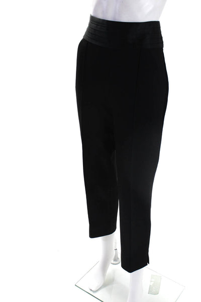 Veronica Beard Womens Back Zip Satin Trim High Rise Pleated Dress Pants Black 6