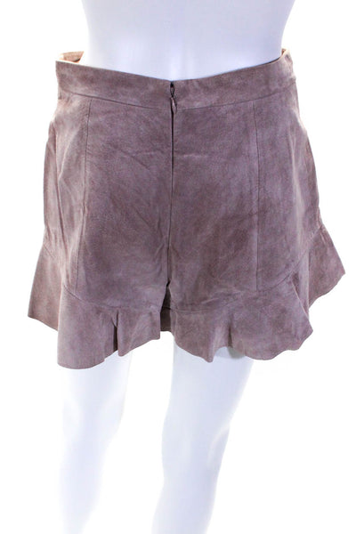 Intermix Women's Zip Closure Ruffle Suede Dress Short Beige Size S