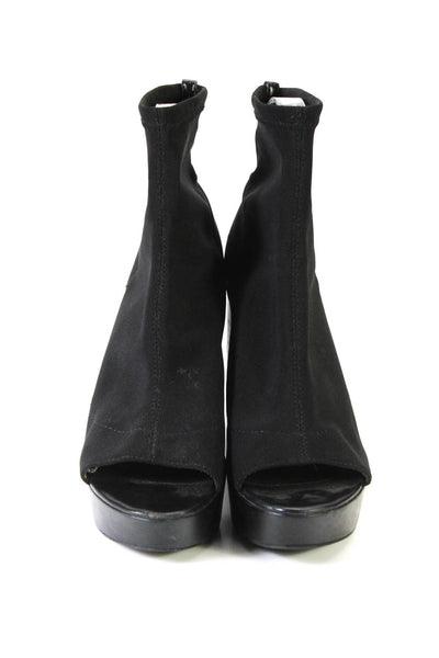 Winsorsmith Women's Open Toe Block Heel Platform  Ankle Boot Black Size 8