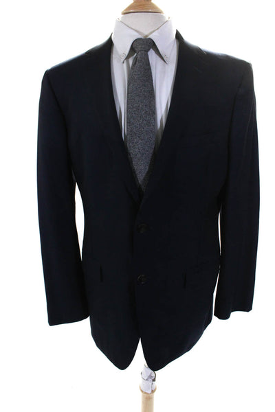 Paul Betenly Mens Two Button Notched Collar Blazer Jacket Navy Blue Size 42