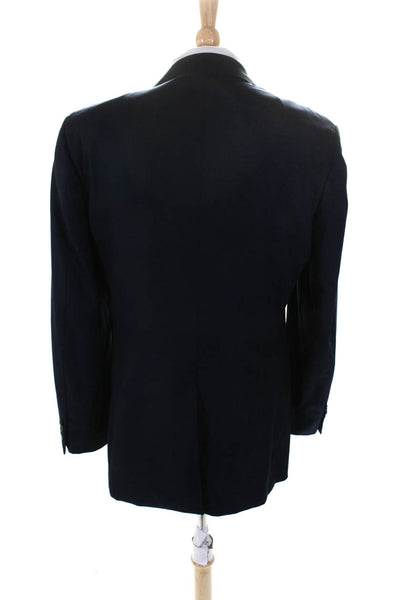 Paul Betenly Mens Two Button Notched Collar Blazer Jacket Navy Blue Size 42