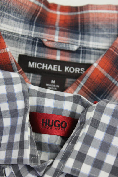 Hugo Hugo Boss Michael Kors Mens Plaid Long Sleeve Shirt Size 16 Medium Lot 2