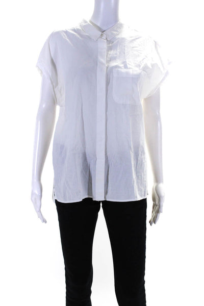 Xirena Womens Cap Sleeved Pocket Collared Button Down Blouse Top White Size M