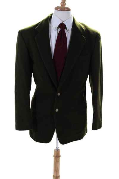 Le Collezioni Structure Mens Green Two Button Long Sleeve Blazer Jacket Size S