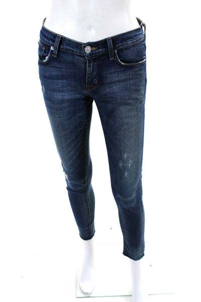 Hudson Womens Distressed Denim Mid Rise Zip Up Skinny Jeans Pants Blue Size 26