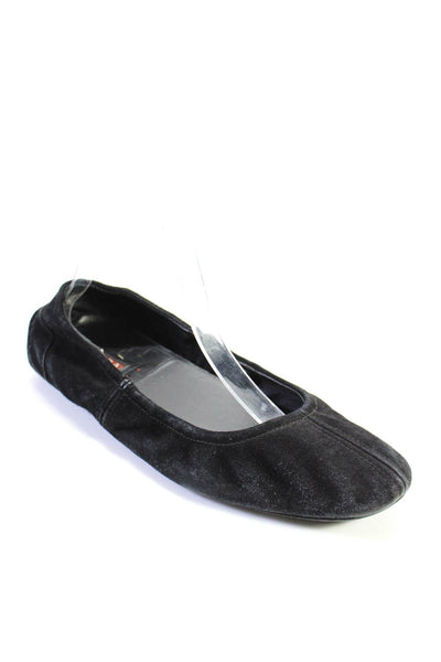 Prada Womens Round Toe Slip On Flats Black Size 9