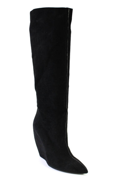 Walter Steiger Womens Wedge Heel Pull On Knee High Boots Black Size 36 6