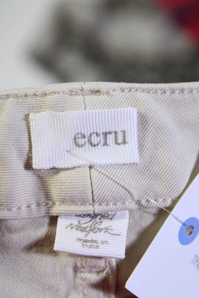 Ecru Womens High Rise Fringe Trim Cropped Jeans Beige Denim Size 8