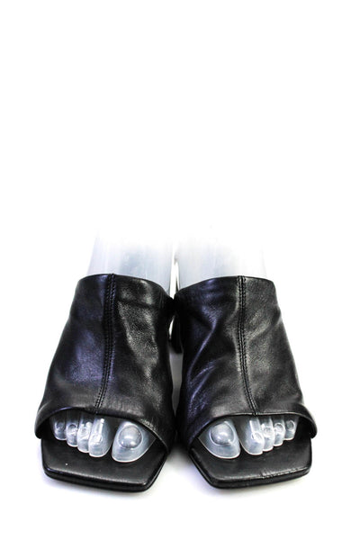 Aqua Womens Leather Square Toe High Heels Sandals Mules Black Size 7.5 M