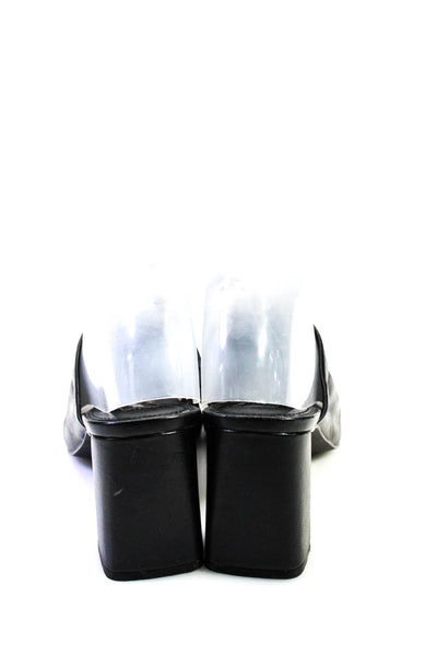 Aqua Womens Leather Square Toe High Heels Sandals Mules Black Size 7.5 M