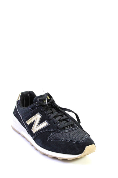 New Balance Womens Suede Low Top Athletic Sneakers Black Gold Tone Size 7.5