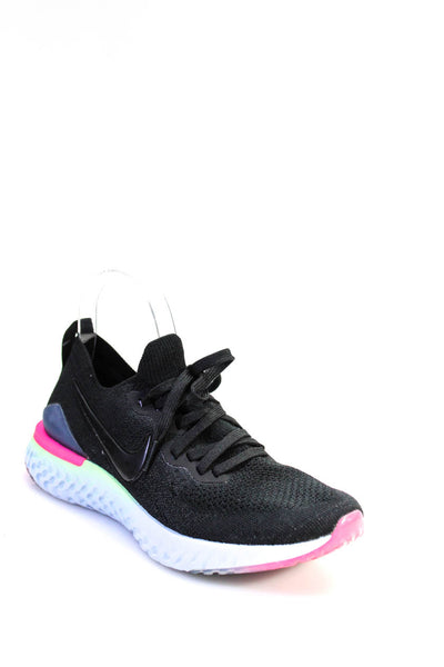 Nike Womens Epic React Lace Up Low Top Active Sneakers Black White Pink Size 7.5