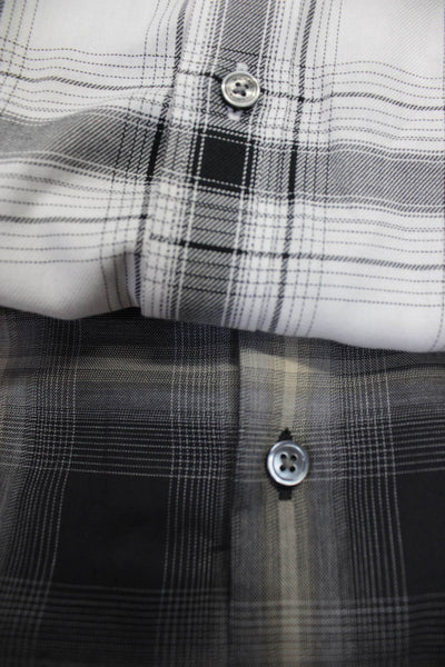 Michael Kors Theory Mens Long Sleeve Plaid Button Up Shirt Size Medium Lot 2