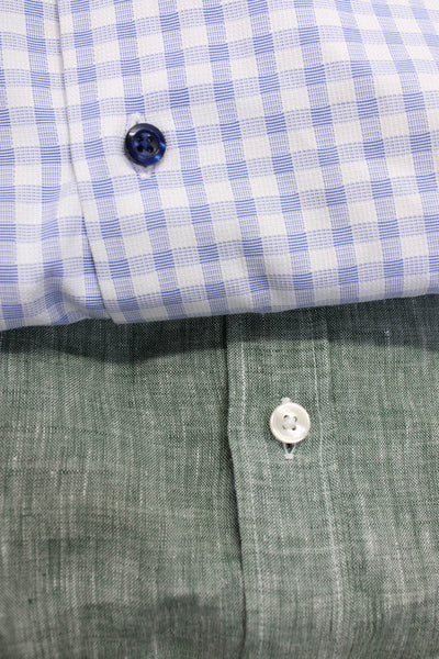 Michael Kors David Donahue Mens Linen Check Button Up Shirt Size 5.5 Small Lot 2