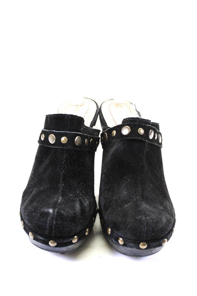 Corso Como Womens Suede Studded Platform Clogs Heels Mules Black Size 8
