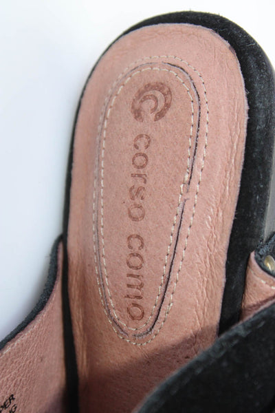 Corso Como Womens Suede Studded Platform Clogs Heels Mules Black Size 8