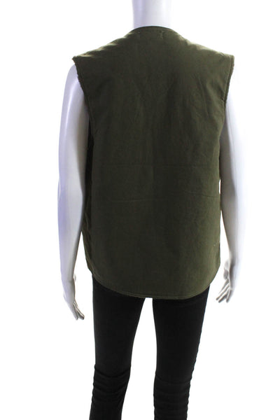 Naval Clothing Factory Women's Sleeveless Pockets Full Zip Vest Green Size L
