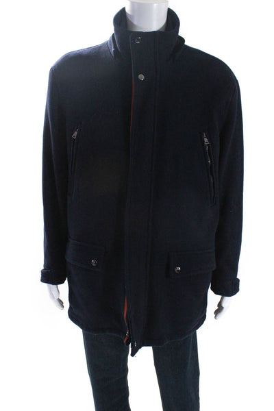 Marc New York Women's Long Sleeves Full Zip Wool Coat Navy Blue Size XXL