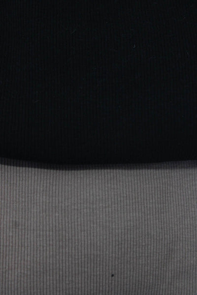 Zara Womens Long Sleeve Ribbed Knit Square Neck Top Black Size M Lot 2