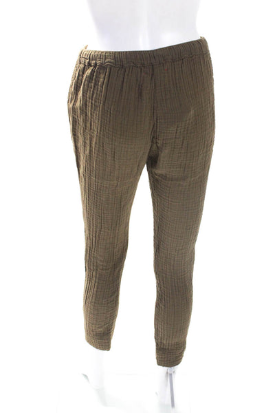 Xirena Womens Brown Textured Cotton Drawstring Straight Leg Pants Size XS