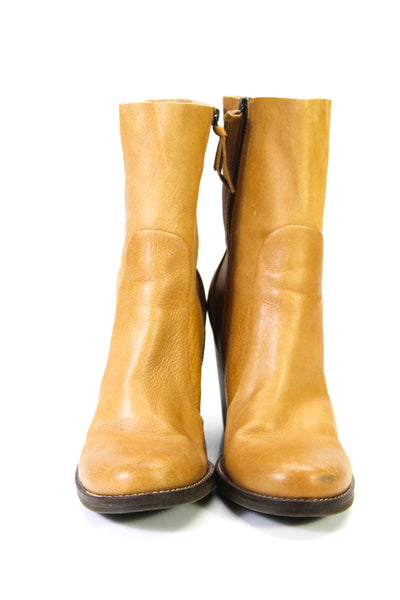 Latigo Womens Round Toe Block Heel Ankle Boots Beige Leather Size 9