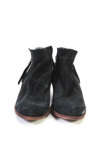 Sam Edelman Womens Side Zip Stacked Heel Ankle Boots Black Suede Size 7.5