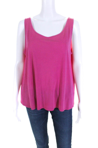 Eileen Fisher Womens Scoop Neck Boxy Silk Tank Top Dark Bubblegum Size Large