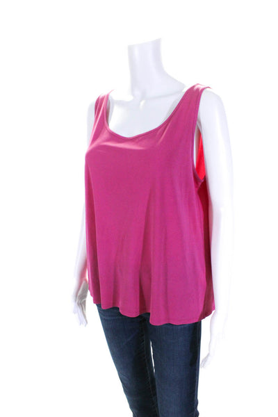 Eileen Fisher Womens Scoop Neck Boxy Silk Tank Top Dark Bubblegum Size Large