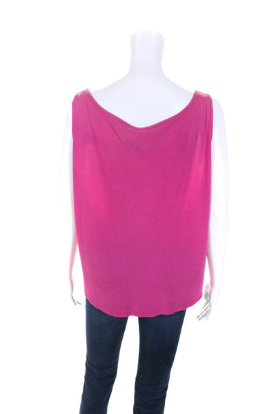 Eileen Fisher Womens Scoop Neck Boxy Silk Tank Top Dark Bubblegum Size Large