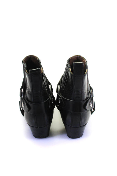 Frye Womens Pleated Elastic Slip-On Cuban Heels Western Boots Black Size 10