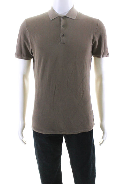 Zanone Mens Cotton Collared Short Sleeve Casual Polo Shirt Top Brown Size 50