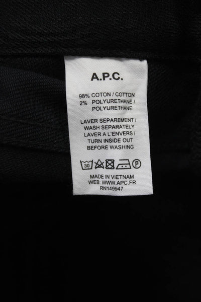 A.P.C. Mens Cotton Denim Button Up Mid-Rise Straight Leg Jeans Black Size 29