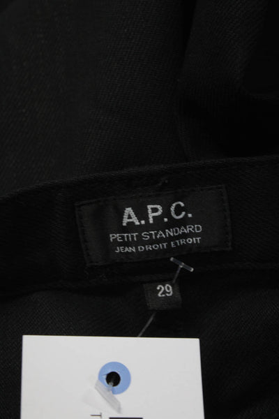 A.P.C. Mens Cotton Denim Button Up Mid-Rise Straight Leg Jeans Black Size 29