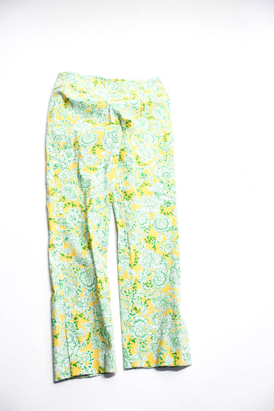 Elliott Lauren Womens Yellow Green Floral High Rise Straight Pants Size 2 4 Lot2
