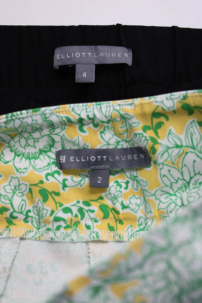 Elliott Lauren Womens Yellow Green Floral High Rise Straight Pants Size 2 4 Lot2