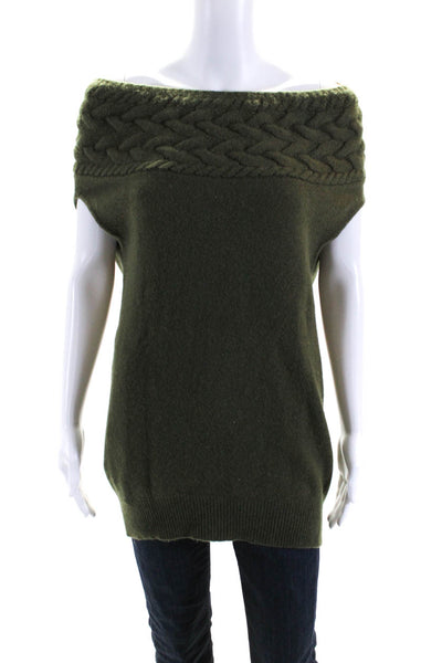 BCBG Max Azria Womens Turtleneck Shell Sweater Green Wool Size Medium