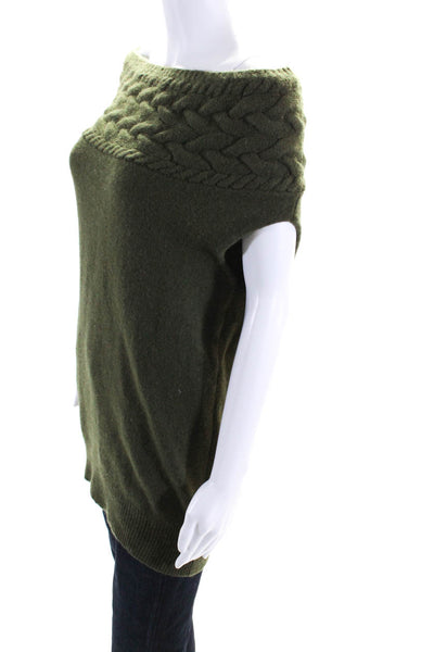 BCBG Max Azria Womens Turtleneck Shell Sweater Green Wool Size Medium