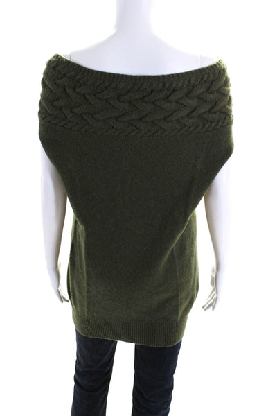 BCBG Max Azria Womens Turtleneck Shell Sweater Green Wool Size Medium