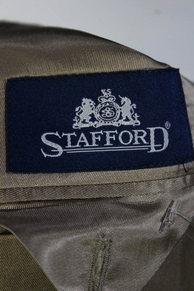 Stafford Mens Brown Glen Plaid Two Button Long Sleeve Blazer Size 40L